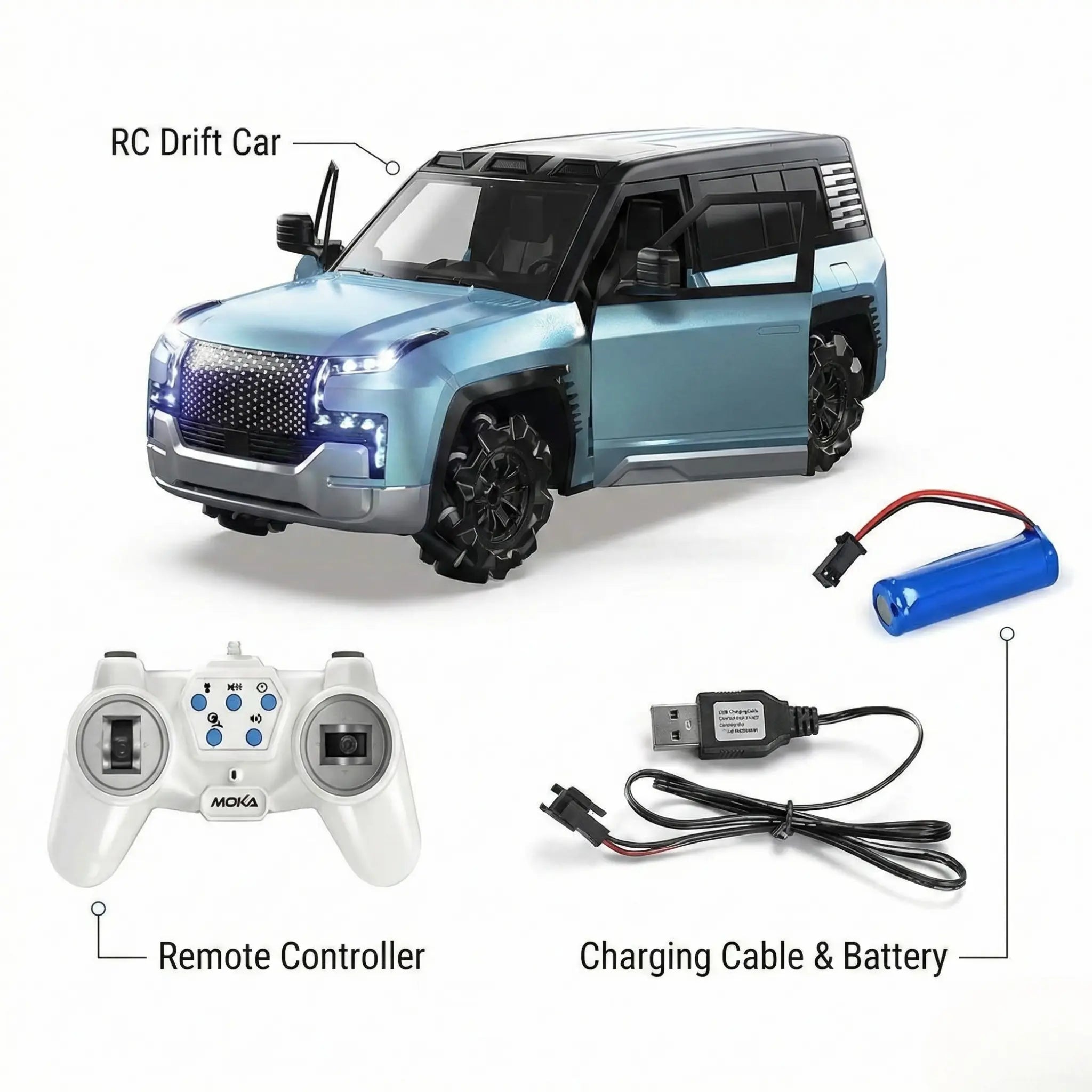 Wonder Digital Moka U8 High-Speed RC Car — Rechargeable 2.4 GHz Electric Racing Toy for Kids