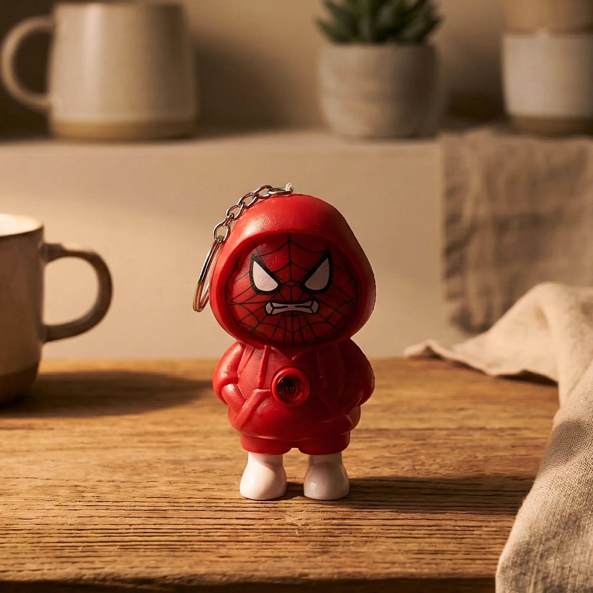 Spooderman Face-Changing Keychain - Cool 3-Expression Superhero Charm for Keys, Bags and Gifting